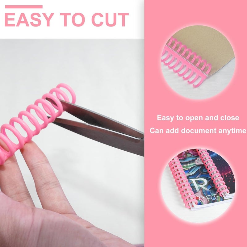 RAYSON PROC1230PK Click Binding Spines, 3:1 Pitch, 1/2" Diameter, 90 Sheets Binding Capacity, Pink, 30/Box - Image 5